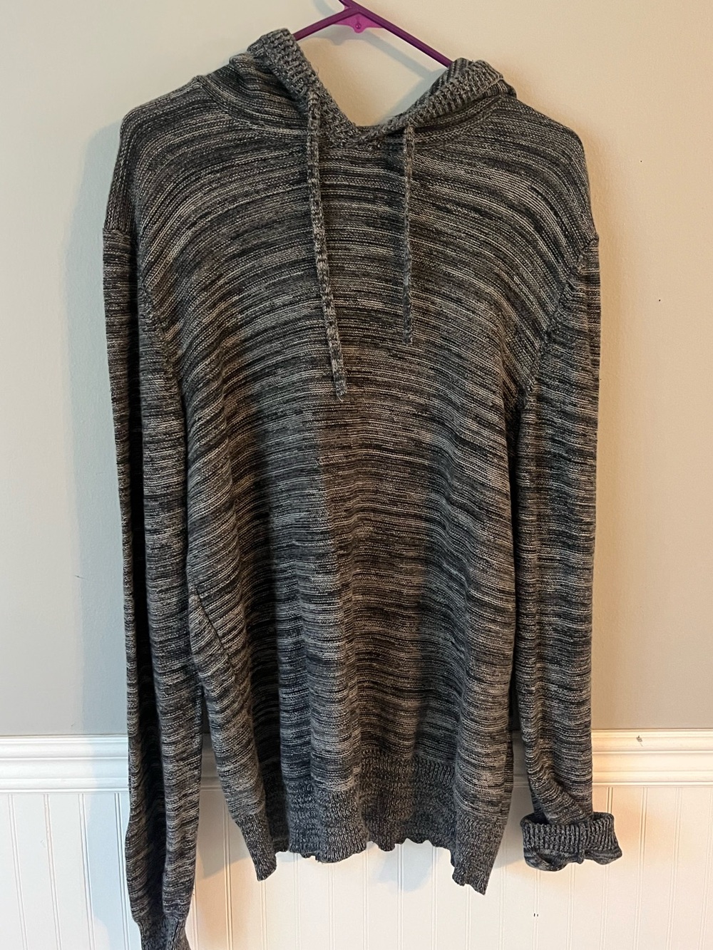 Sun + Stone Men's Gray Marled Crewneck Hoodie Sweater